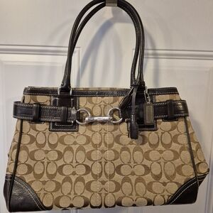 Vintage Coach Tan and Black Shoulder Bag